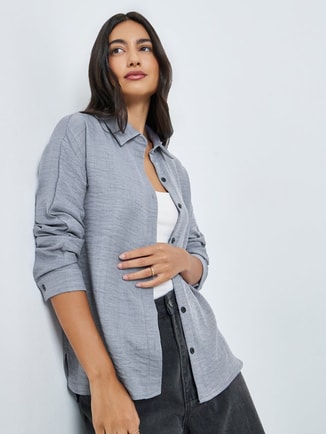Styli Female Styli Grey Relaxed Fit Long Sleeve Shirt, Shirts