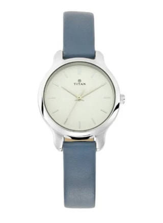 TITAN Female Titan Women's Chic minimalist watch with White dial and leather strap, Watches