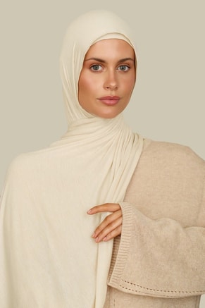 silqrose Female pure white mini bamboo jersey hijab, Hijab