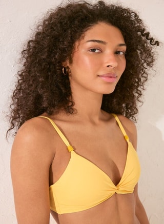 women'secret Female Yellow push-up effect triangle bikini top, Bras
