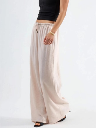 Busem Female BUSEM Wide Leg Drawstring Waist Pants with Pockets, Pants