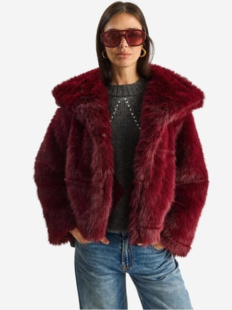 Bianco Lucci Female LUCCI Oversize Faux Fur Coat, Coats