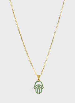 Fashionbox Female Hamsa Hand Pendant Necklace, Necklaces, Blue