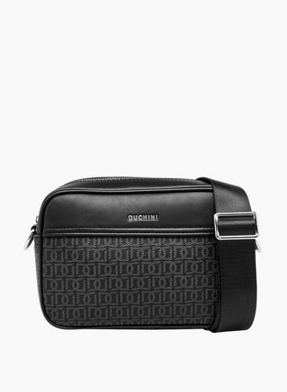 DUCHINI Male Men Monogram Print Crossbody Bag, Classic Crossbody