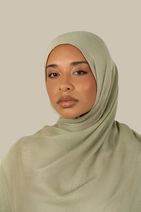 silqrose Female Washed Matcha Tight Weave Hijab - Regular, Hijab