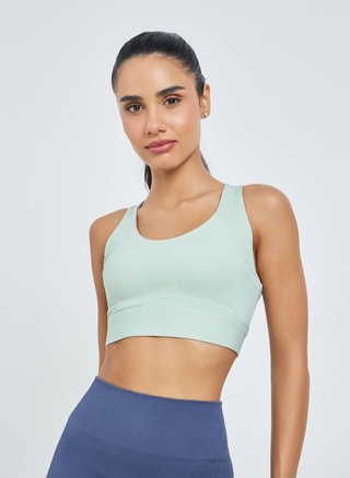 Styli Active Female Mint Green Crisscross Back Sports Bra, Racerback