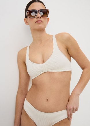 Matalan Female Cream Textured Knot Bikini Top, Swimwear