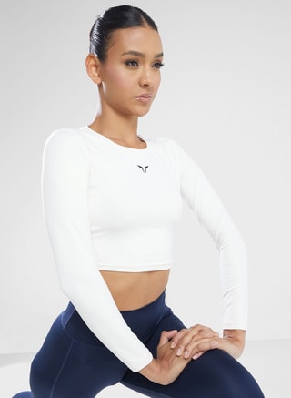 SQUATWOLF Female Essential Cropped T-Shirt, Tops, White