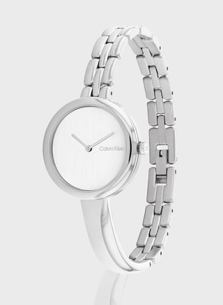 CALVIN KLEIN Female Bangled Collection Analog Quartz Watch For Women With Silver Stainless Steel Bracelet - 25200278, Analogue Watches, Silver