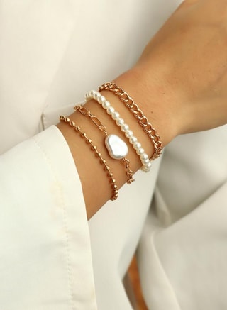 Take Two Female Set of 4 - Beaded Faux Pearl Decor Bracelets, Jewellery Sets