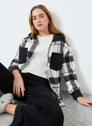 Take Two Female Women Checked Button Front Pocket Detail Jacket, Jackets