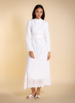 SHAPES Female EMBROIDERED CUTWORK MIDI DRESS, Maxi