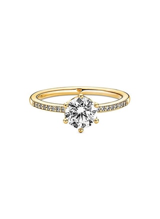 PANDORA Female Clear Sparkling Crown Solitaire Ring, Rings