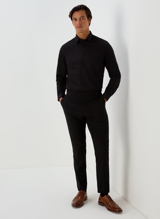 Matalan Male Taylor & Wright Black Easy Care Slim Fit Shirt, Shirts