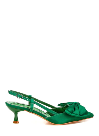 London Rag Female Satin Bow Slingback Sandals in Green