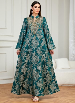 Take Two Female Women Texture Fabric Embellished Detail Jalabiya, Jalabiyas