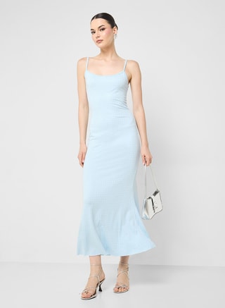 Ginger Female Bead Embellished Slip Dress, Midi, Blue