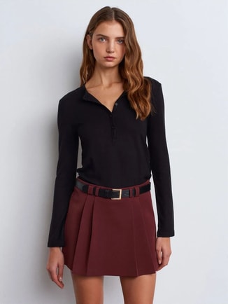 Dilvin Female DILVIN Slim Fit V-Neck Button Blouse, Blouses