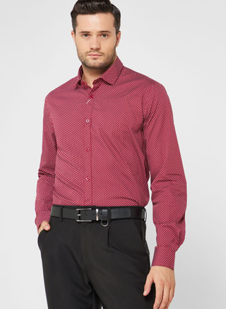 Robert Wood Male Long Sleeve Shirts, Shirts, Red