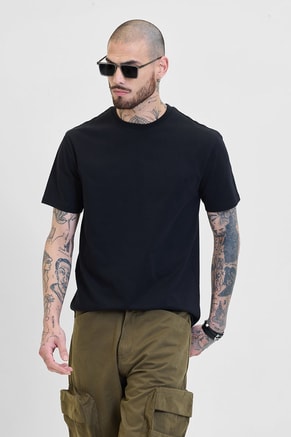 SNITCH Male Core Lab Black Regular Fit T-Shirt, T-Shirts