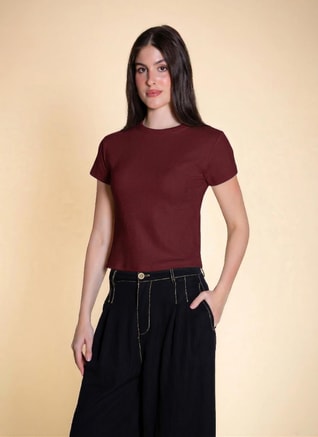 SHAPES Female RIBBED SHORT SLEEVE T-SHIRT, T-Shirts