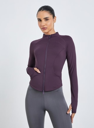 Styli Female Purple Contour Seam Thumbhole Detail Jacket, Jackets