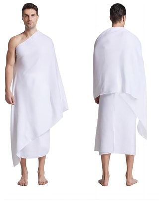 MahMir Male MahMir® Ihram Towel - 2-Piece Islamic Men's Towel - Soft Ihram Ahram Ehram Towel - Absorbent Ritual Towel - Hygienic Pilgrimage Towel - Comfortable Hajj Towels - Lightweight Umrah Essentials – White, Prayer Clothes