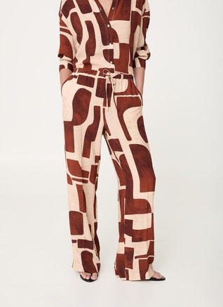 MANGO Female Fluid trousers with geometric pattern, Pants
