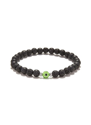 CHRYSOSTOMOS Male Handmade Bracelet Green For Men with Lava & Evil Eye, Bracelets