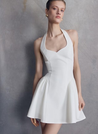 Lichi Female Strapless mini dress with voluminous inserts on the skirt and an open back, Mini