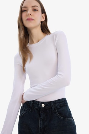 DeFacto Female Fitted Crew Neck Basic Long Sleeve T-Shirt, T-Shirts