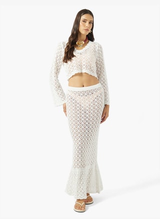 Soleira Female Crochet Top & Skirt Set, Skirts & Top Sets