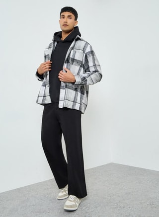 Styli Male Men Black Wide Leg Trousers, Pants