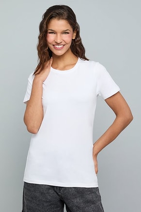 R&B Female Solid T-Shirt With Crew Neck and Short Sleeves, T-Shirts