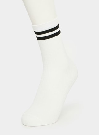 Styli Female Double Striped Mid Calf Length Socks, Socks