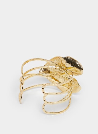 Styli Female Textured Leaf Cuff Bracelet, Bracelets