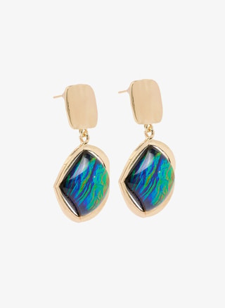 Khizana Female Gold Emerald Drop Down Circle Earrings, Earrings