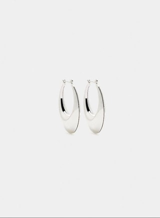 PARFOIS Female Oval hoop earrings Silver, Earrings