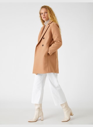 KOTON Female Wrapped Midi Coat, Coats, Green