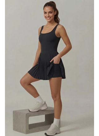 CORRE Active Wear Female Felix Padel Dress, With Built-in Short - Black, Mini