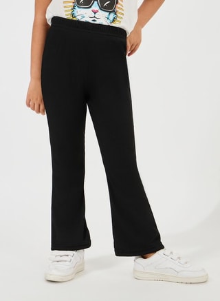 Styli Female Solid Ribbed Flare Hem Pants, Pants