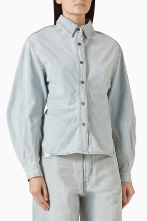 Navy Button-up Shirt in Denim
