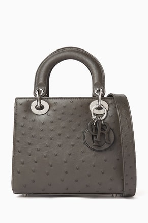 Unused Small Special Order Lady Dior Bag in Ostrich Leather