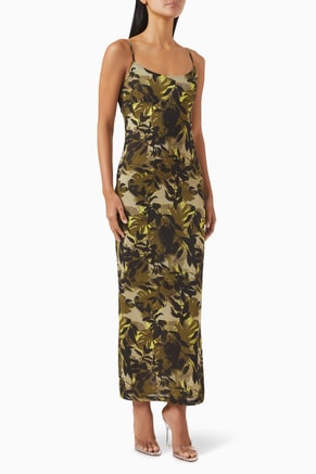 Ibiza Leaf-print Maxi Dress