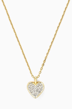 Heart Pavé Mini Charm Necklace in 18kt Gold-plated Metal
