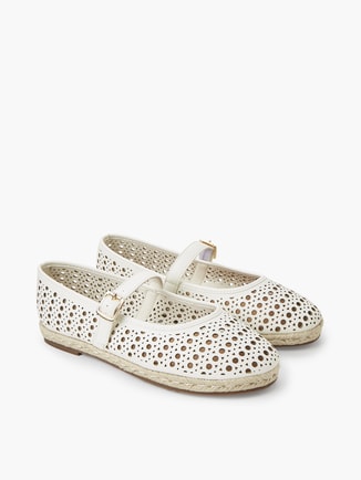 Women Perforated Design Mary Jane Shoes