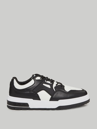 Black Contrast Panel Lace-Up Sneakers