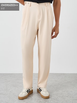 Men Oversized Pleat Detail Trousers