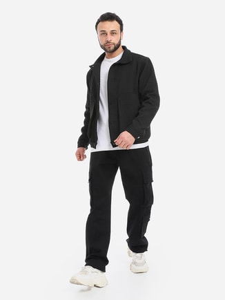 Men Black Relaxed Fit Cargo Pants