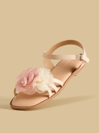 Floral Accent Sandals with Hook and Loop Closure